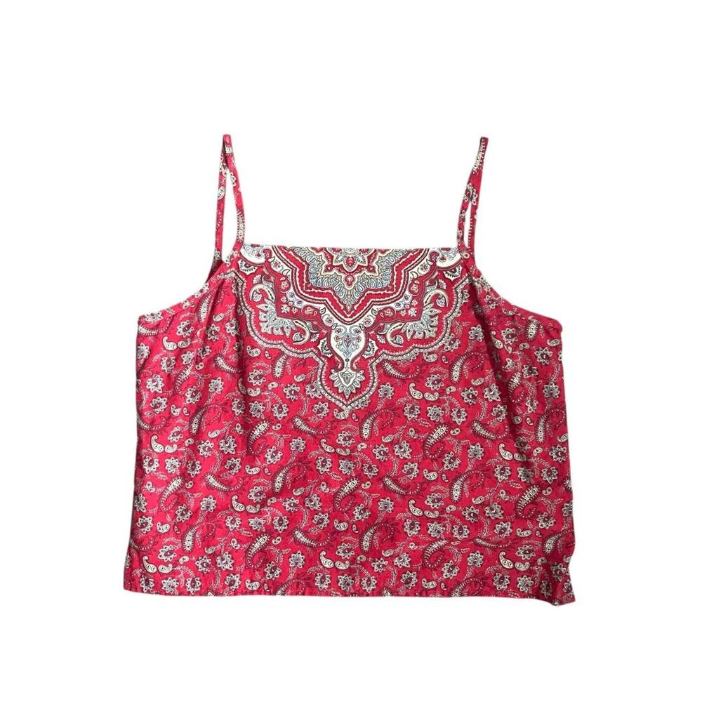 Liz Claiborne Red Floral Paisley Crop Top: 90s, Y2K, Modern